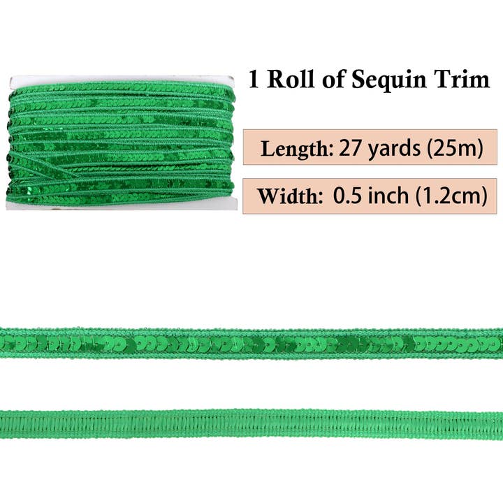 AK Brand - Wholesale Craft supplies - Sequin Trim 0.5 Inch Flat Glitter Sequin Ribbon Bling Fabric24