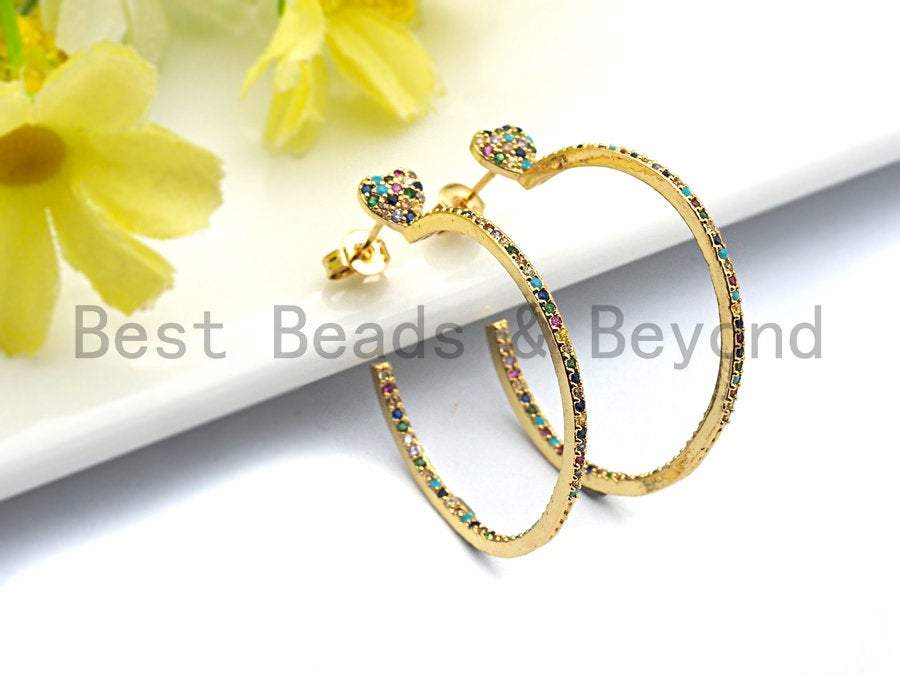 BestBeads&Beyond - Vendita all'ingrosso Orecchini a cerchio - Orecchini a Cerchio grandi colorati in zirconia cubica, Sku #J1253