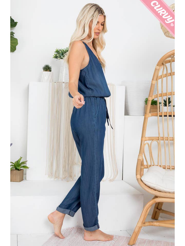 MEZCLILLA MONO DE MEZCLILLA DE UNA PIEZA CON BOTONES EN LA PARTE DELANTERA DE TALLA GRANDE de venta al por mayor en Faire17