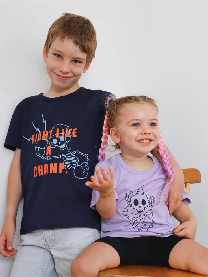 iMiN Kids - Wholesale Screen-printed t-shirt – Kids - Fight Like a Champ T-Shirt Navy1