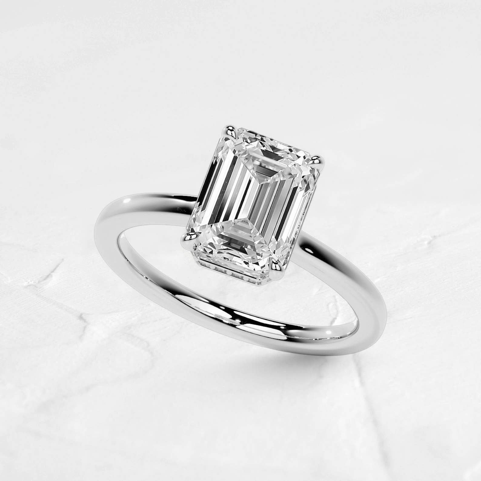 DJOYR - Wholesale Engagement Ring - 1.5CT Hidden Halo Emerald Moissanite Ring in 925 Silver1