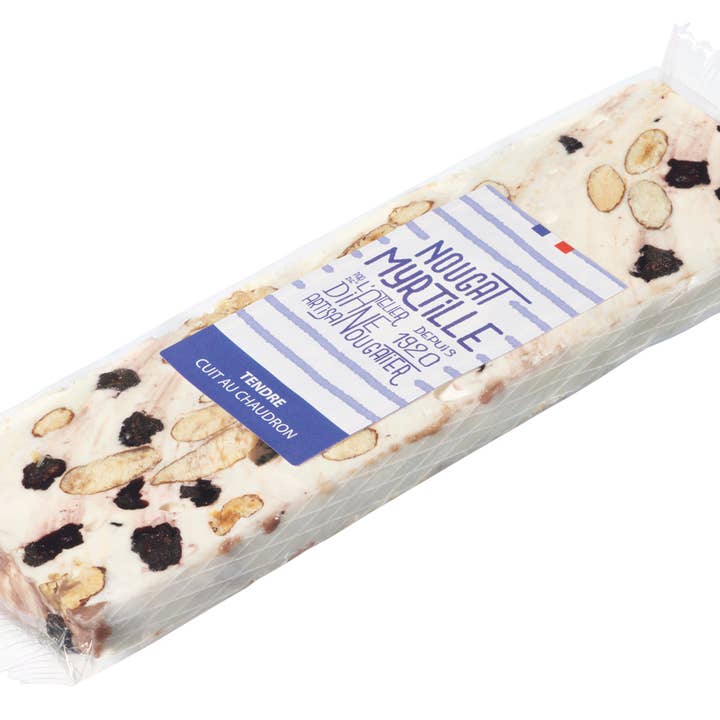 Nougat „Marinière“ Softriegel mit Mandeln und Blaubeeren, 100 g für den Großhandel von Nougat Diane De Poytiers