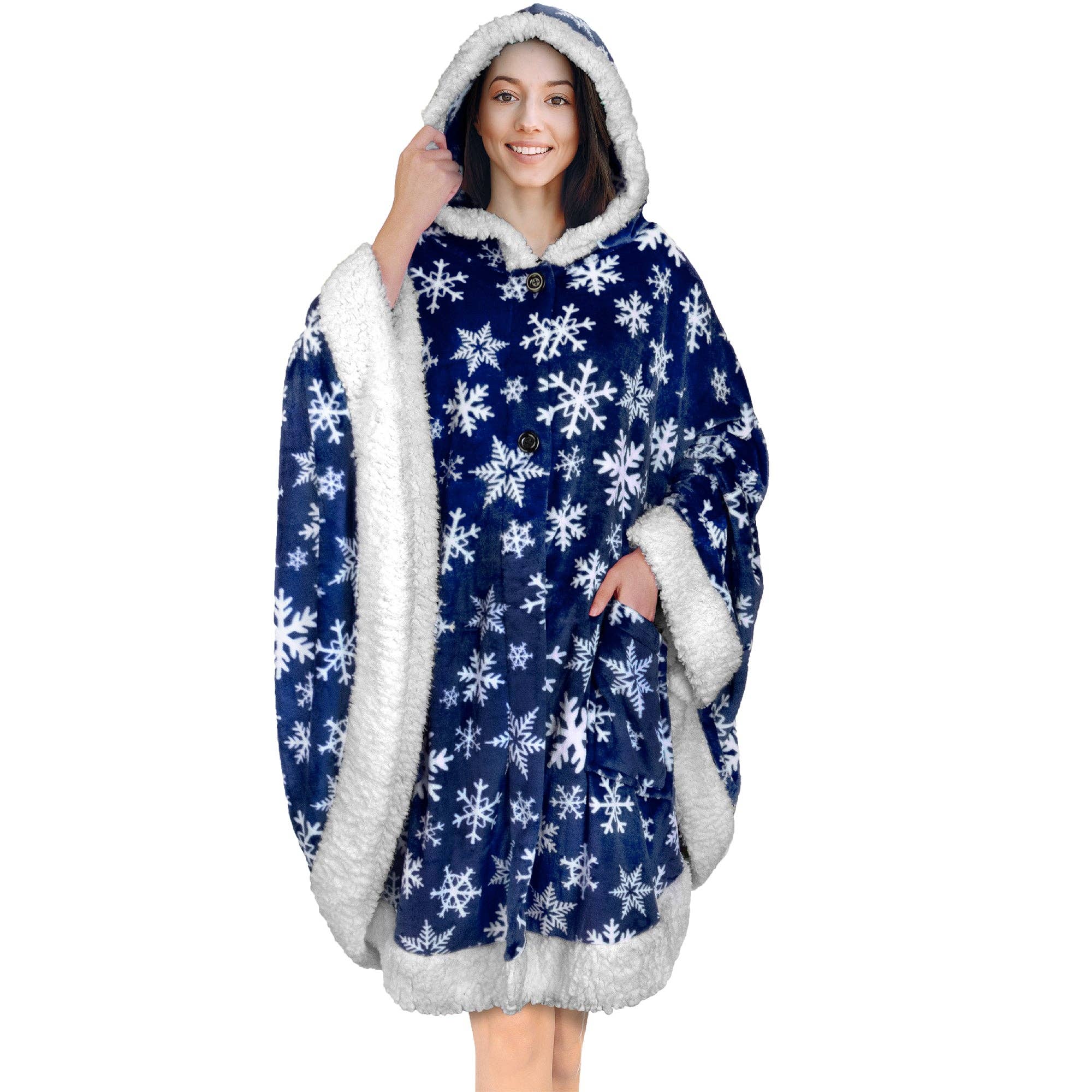 Pavilia – wholesale Poncho – Women's – Angel Wrap Hoodie Sherpa Poncho Blanket86