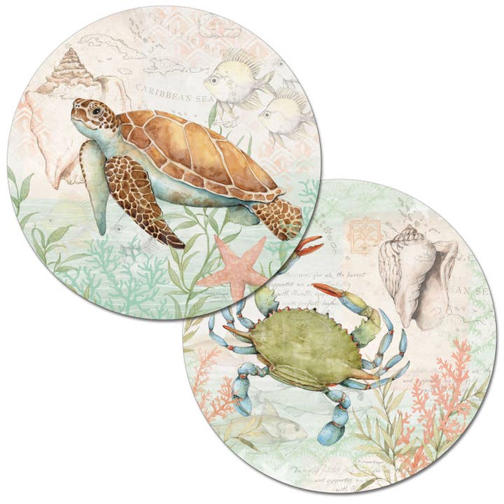 Caribbean Seas Reversible Round Easy Care Placemat for wholesale by CounterArt/Highland Home/Thirstystone