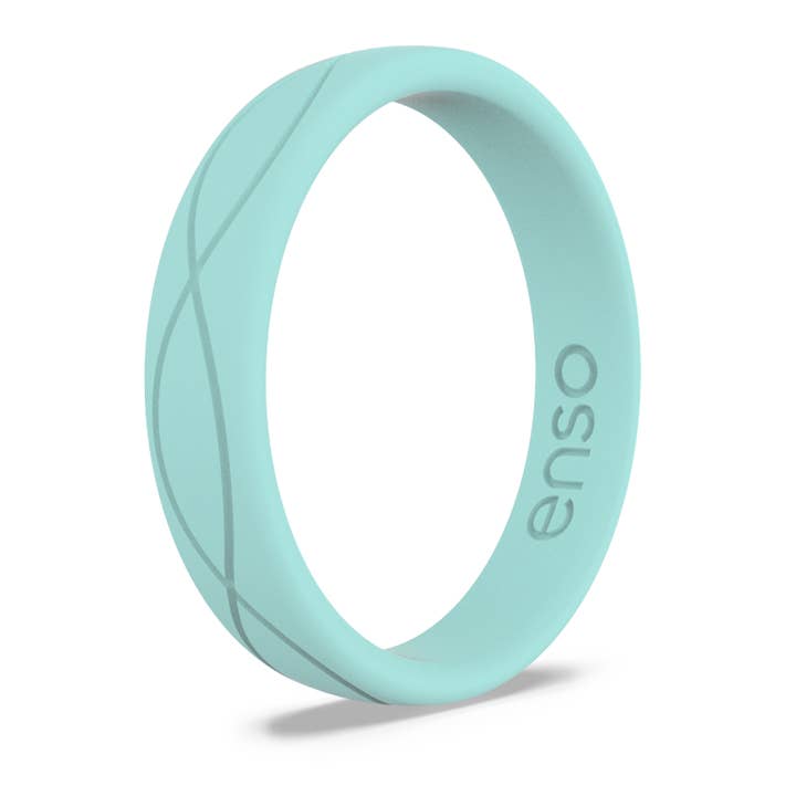 Enso Rings - Wholesale Band/Stacked Ring - Women's Infinity Silicone Ring Turquoise