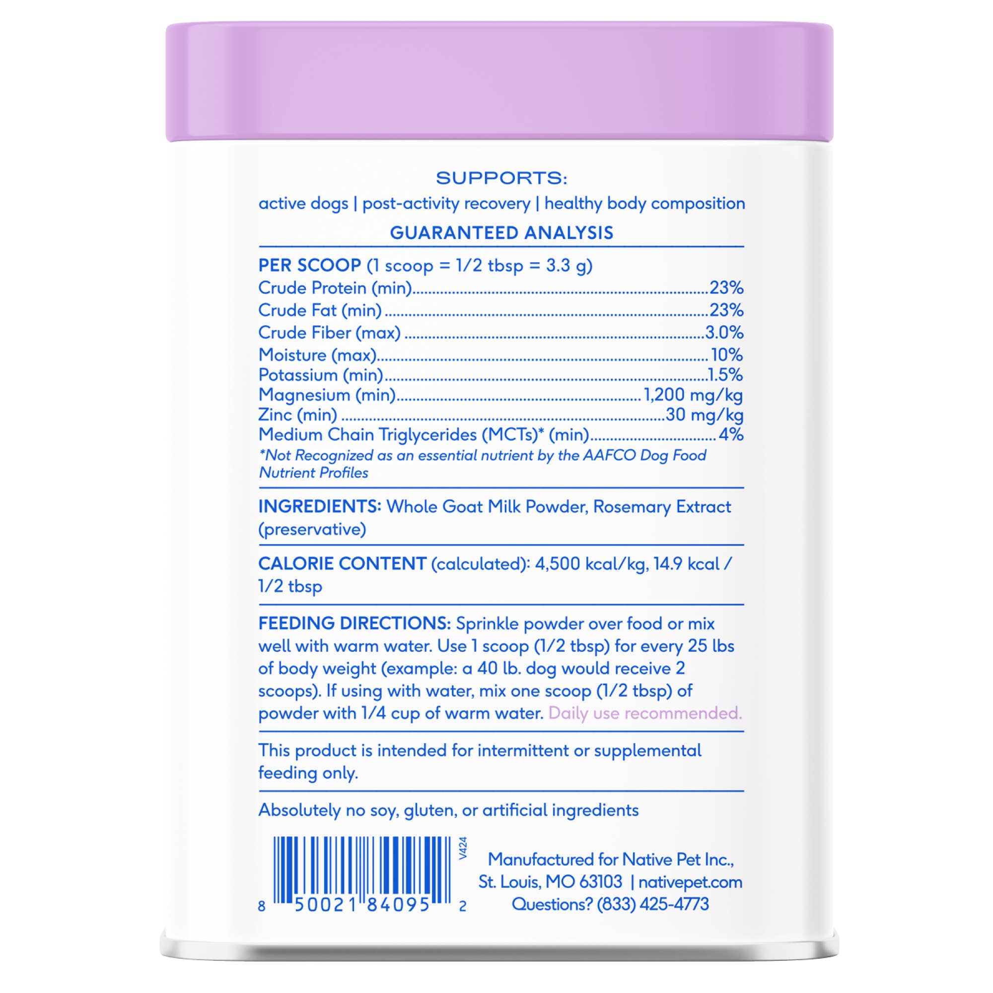 Native Pet - Wholesale Pet Supplement - Dog - Goat Milk Powder Recovery & Energy Support for Active Dogs7
