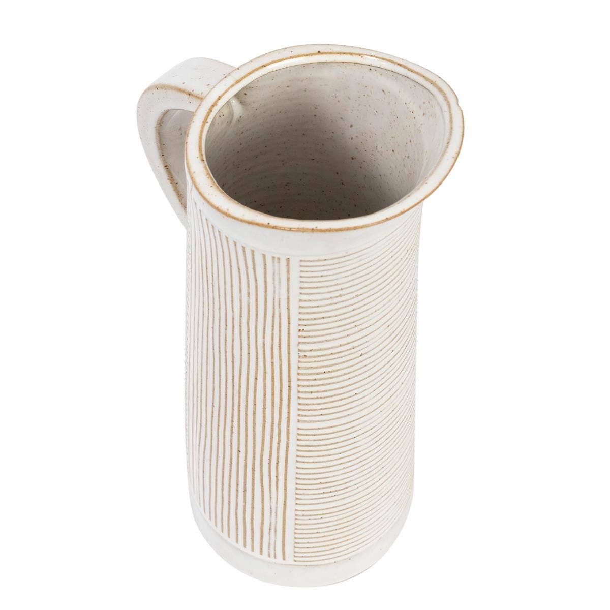 Truu Design - Wholesale Vase - Truu Design Lines Pitcher Vase, 10.6"H, White Ceramic2