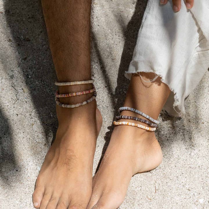 Pineapple Island - Venta al por mayor Pulsera tobillera - Tobillera Ahiki Natural Bead, tobillera de playa de Pineapple Island
