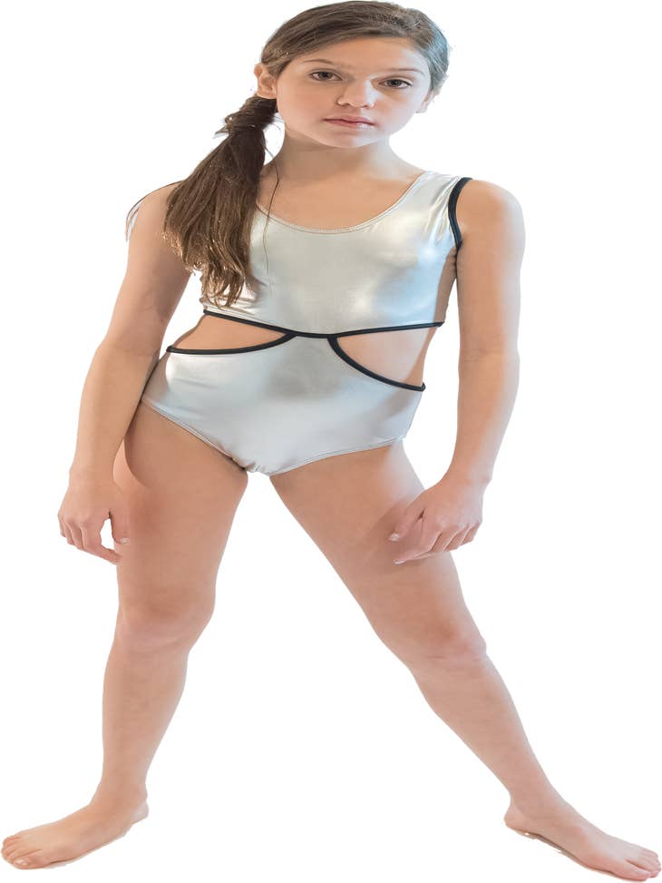 Wholesale Girls Silver Shimmer Monokini Bathing Suit for your
