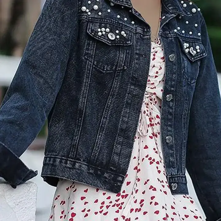 Katinki - Wholesale Denim Jacket - Women's - Pearl Embellished Denim Jacket7