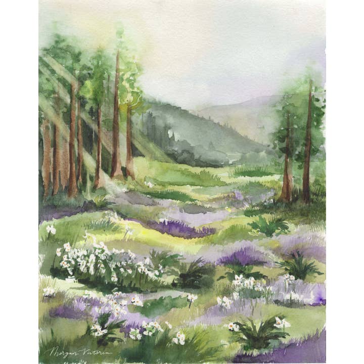 "Lilac Meadows" Vertical Canvas Print for wholesale by Morgan Victoria Design