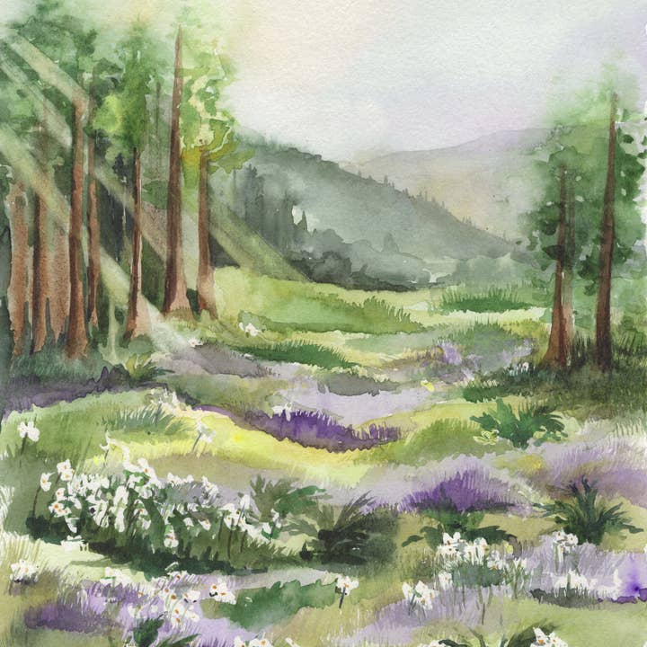 "Lilac Meadows" Vertical Canvas Print for wholesale by Morgan Victoria Design