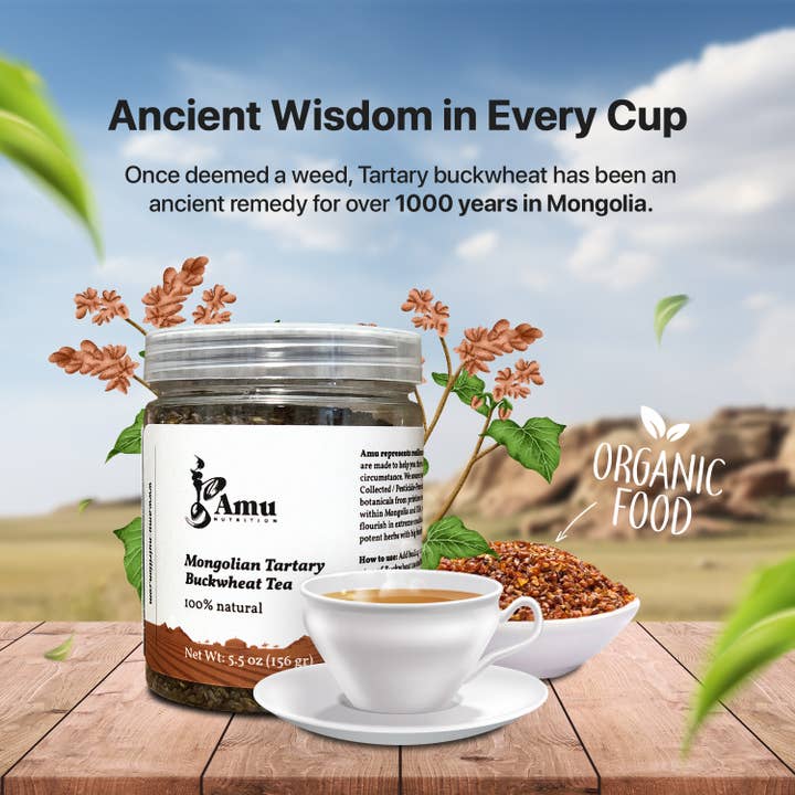 Amu Nutrition - Wholesale Loose tea - Himalayan Tartary Buckwheat Tea for Teashops 35 serving size1