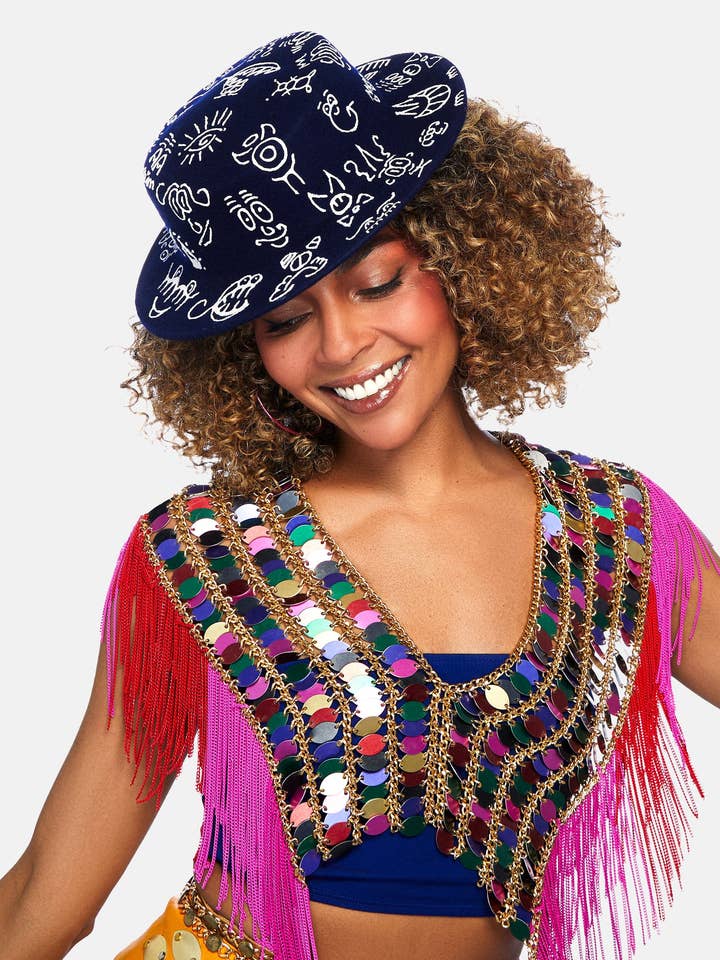 Doodle Boater Hat in Navy for wholesale by Doodleverse by Sarah Sokol Millinery