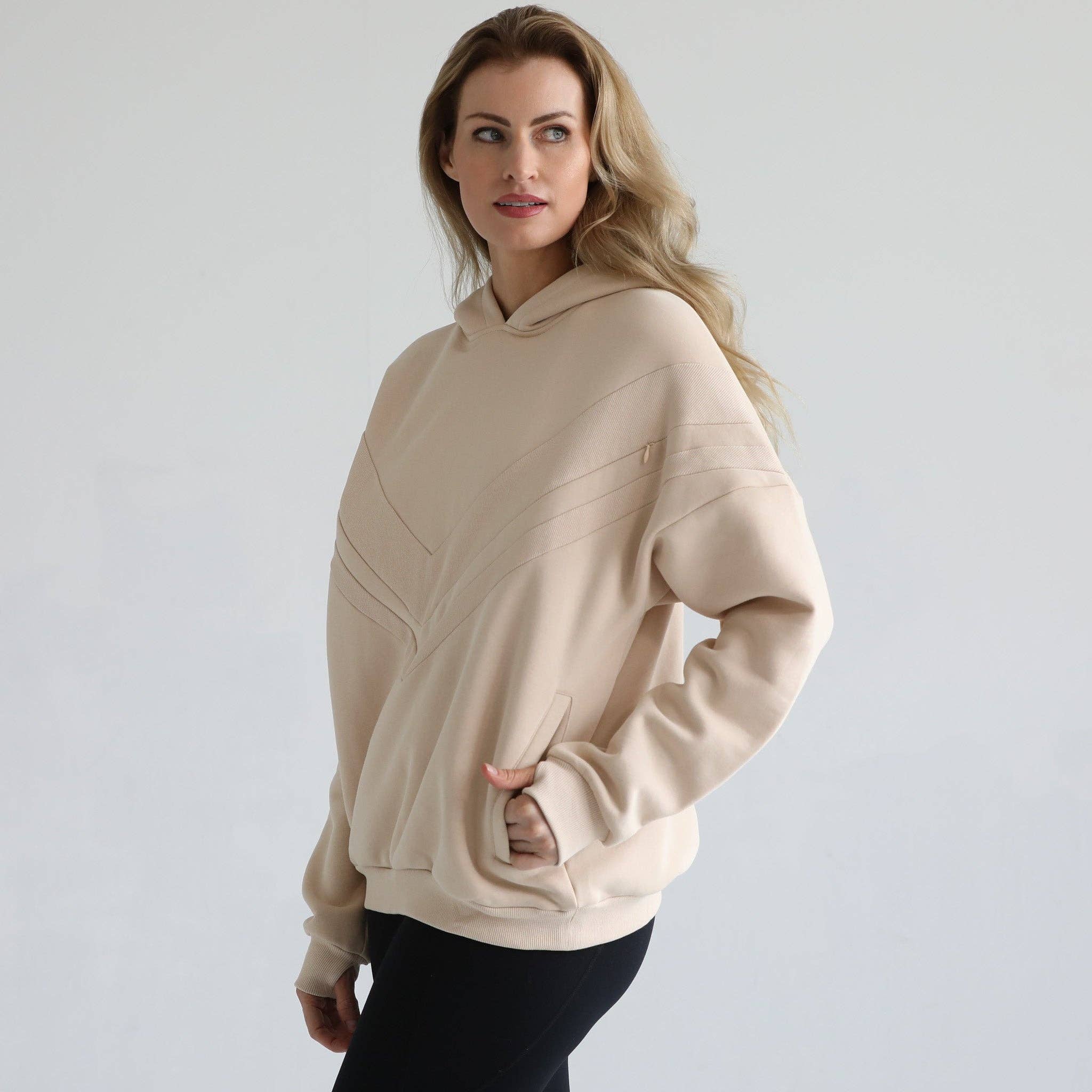 Oatmeal Isabella Ultra Soft Oversized Nursing & Pregnancy Hoodie (Oatmeal) for wholesale on Faire0