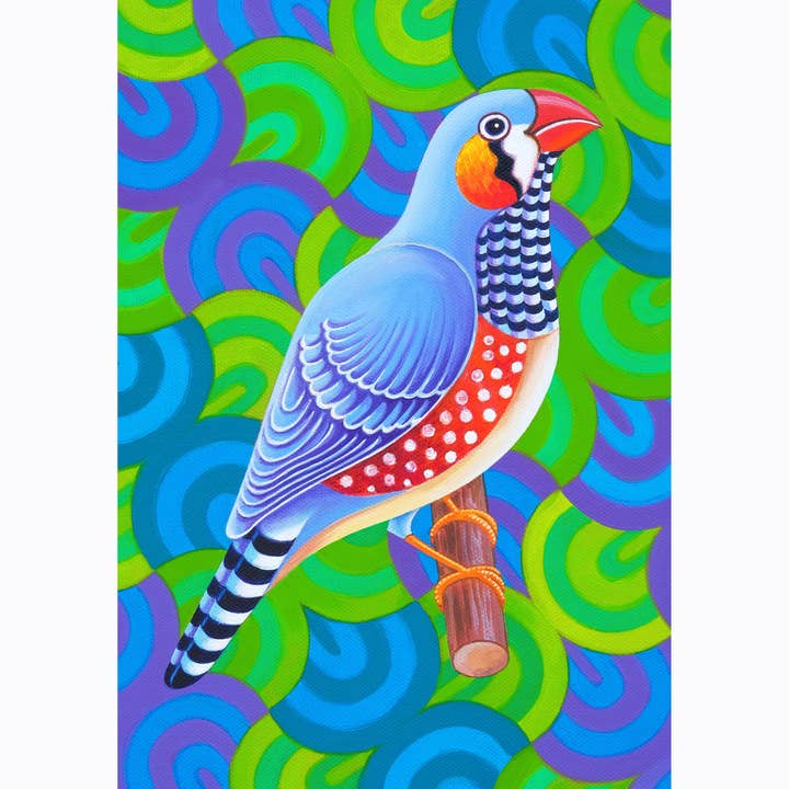 'Zebra finch' card for wholesale by Tattersfield Designs