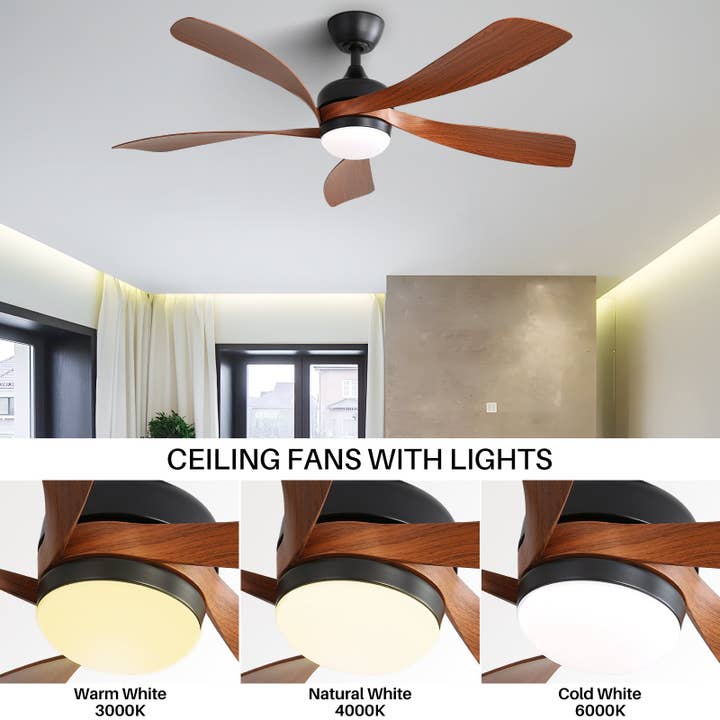 52in Indoor Ceiling Fan with LED Light and Remote Black for wholesale by 39F Inc.