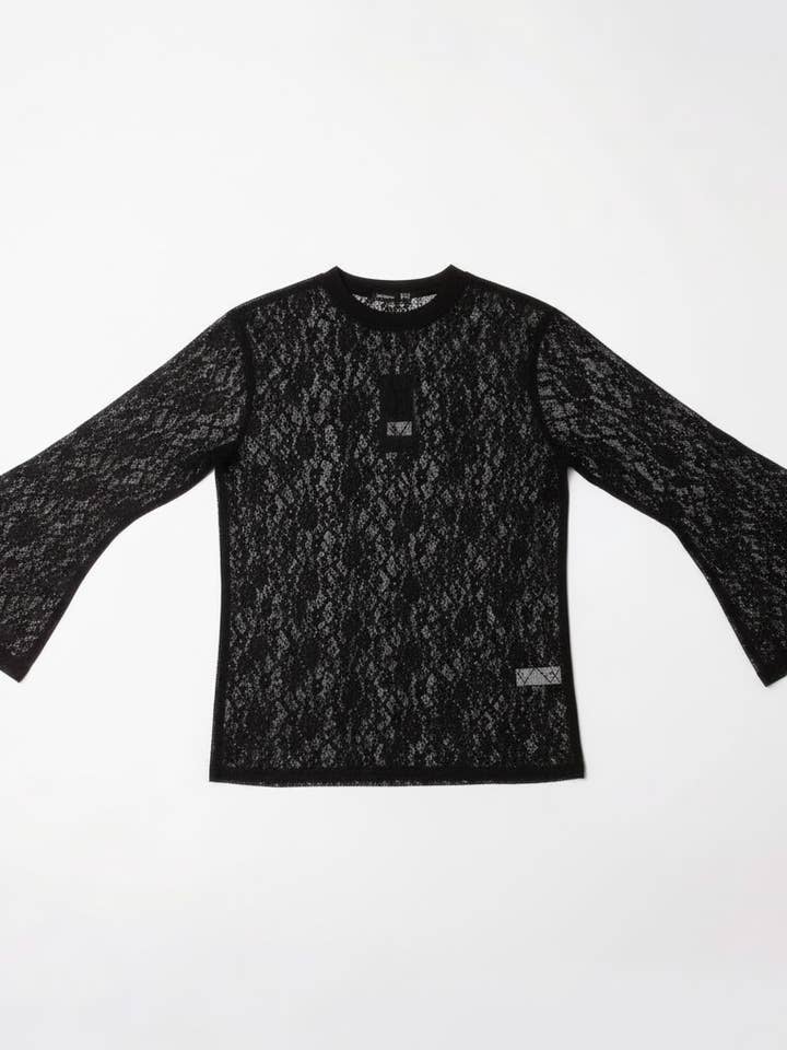 top in pizzo oversize con maniche svasate per la vendita all'ingrosso da parte di MYSTERY JANE