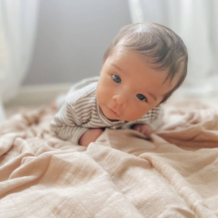 Ali+Oli - Wholesale Swaddle - Baby - Bamboo Muslin Swaddle Blanket (Taupe)2