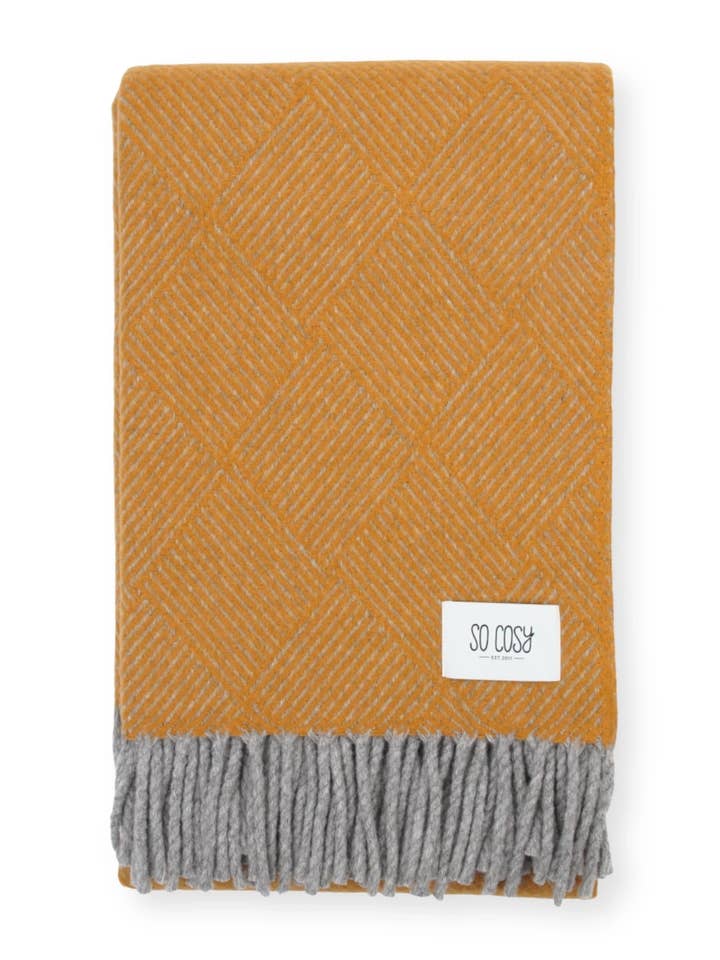 Cobertor de Lã Derry Uruguai – Amarelo Abeto (140 x 240 cm) por atacado de So Cosy Ltd.