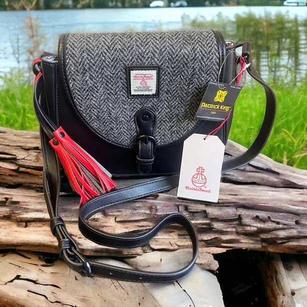 Patrick King Woollen Company - Wholesale Top Handle Bag - Women's - Harris Tweed Saddle Bag - Grey0