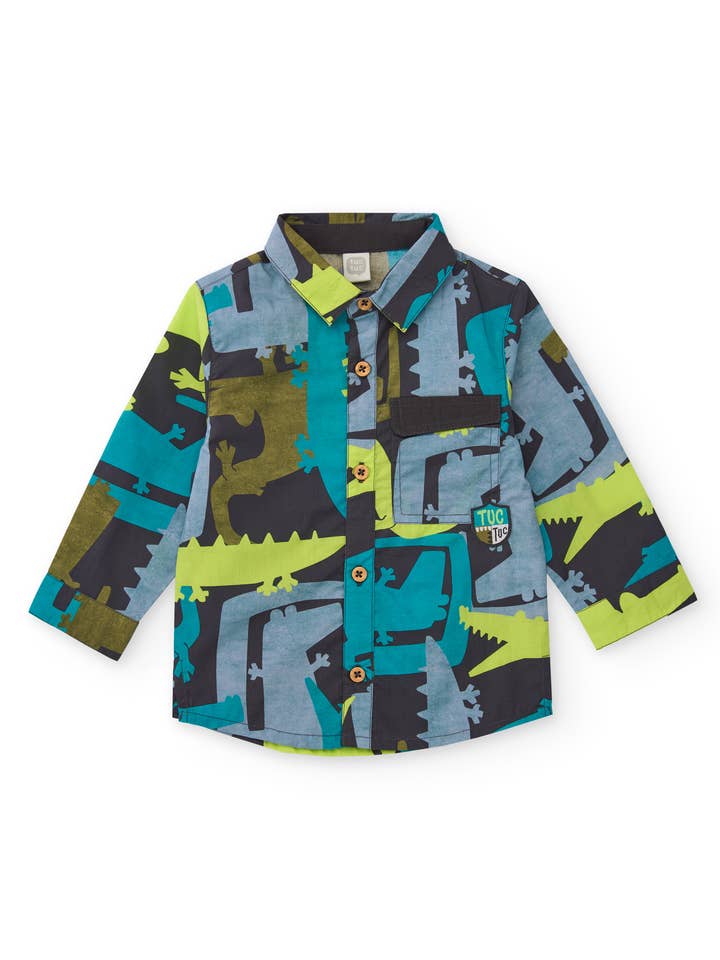 Camisa para niño manga larga con estampado de dinosaurios para venta al por mayor de tuc tuc