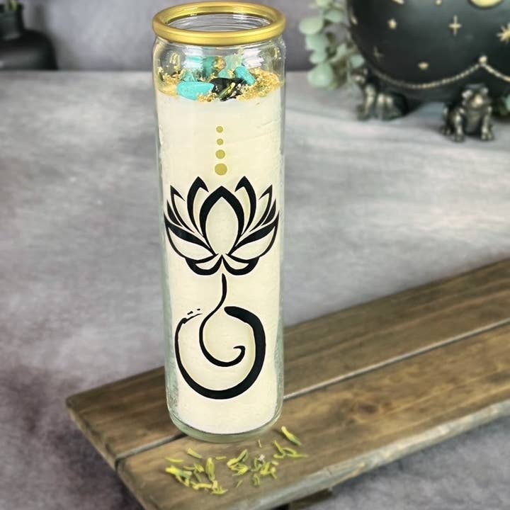 Purple Door ATX – wholesale Jar/filled candle – Glass Intention Manifestation Candle Crystals Flowers Witch