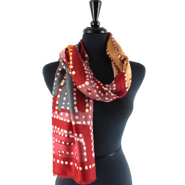 Pretty Persuasions - Wholesale Scarf - Women's - S24097 Incan Maze Scarf w/Gold Metallic