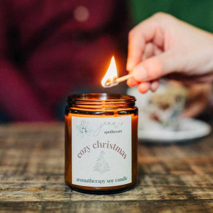 Jean's Apothecare - Wholesale Jar/Filled Candle - Cozy Christmas Aromatherapy Candle | Clean Eco-friendly2