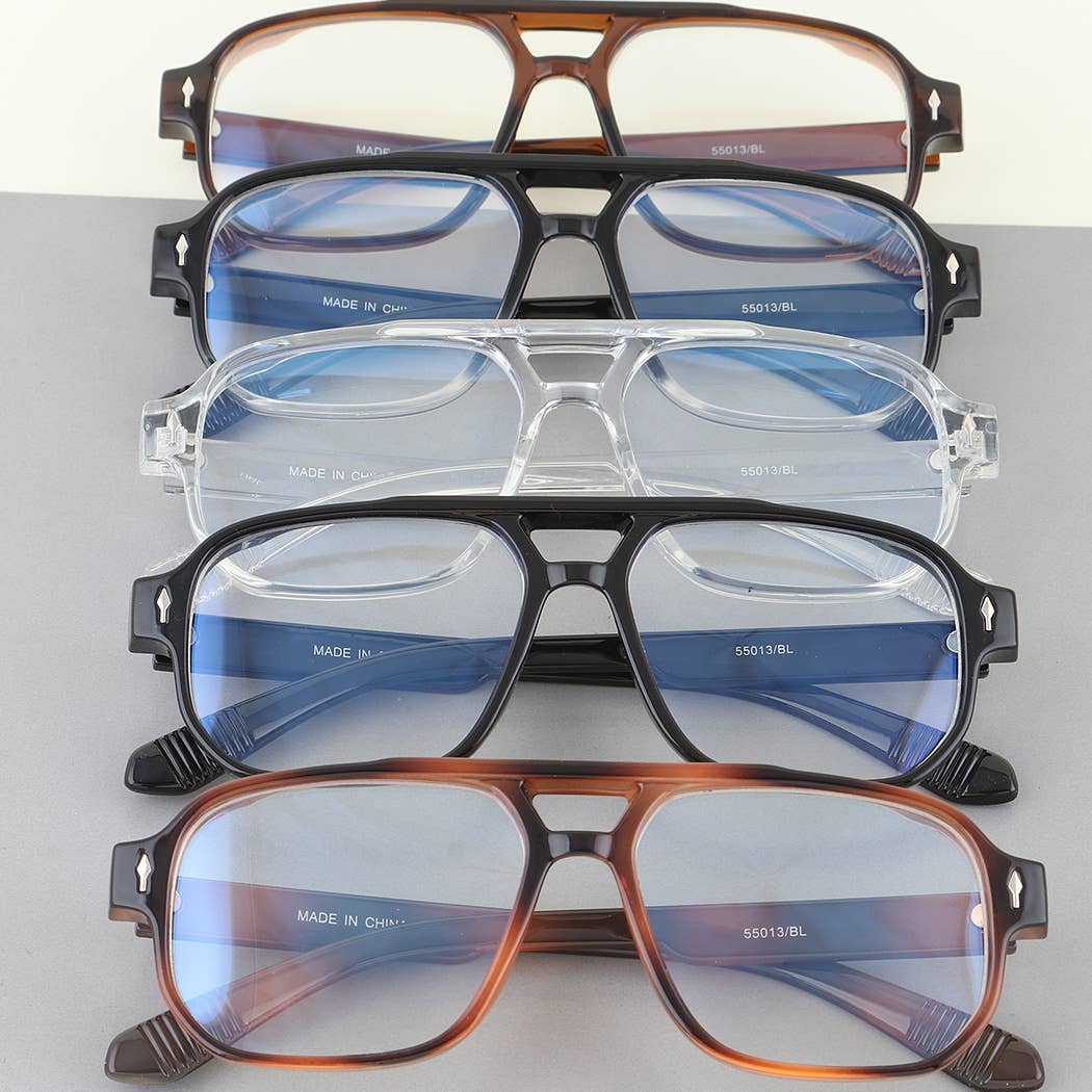 MIX  Ribbed Aviator Blue Light Blocker Optical Glasses for wholesale on Faire0