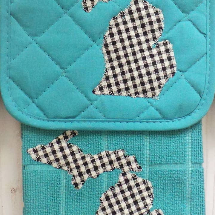 Plaid Spirit - Wholesale Oven Mitt/Pot Holder - Buffalo Plaid State shape potholder and towel set7