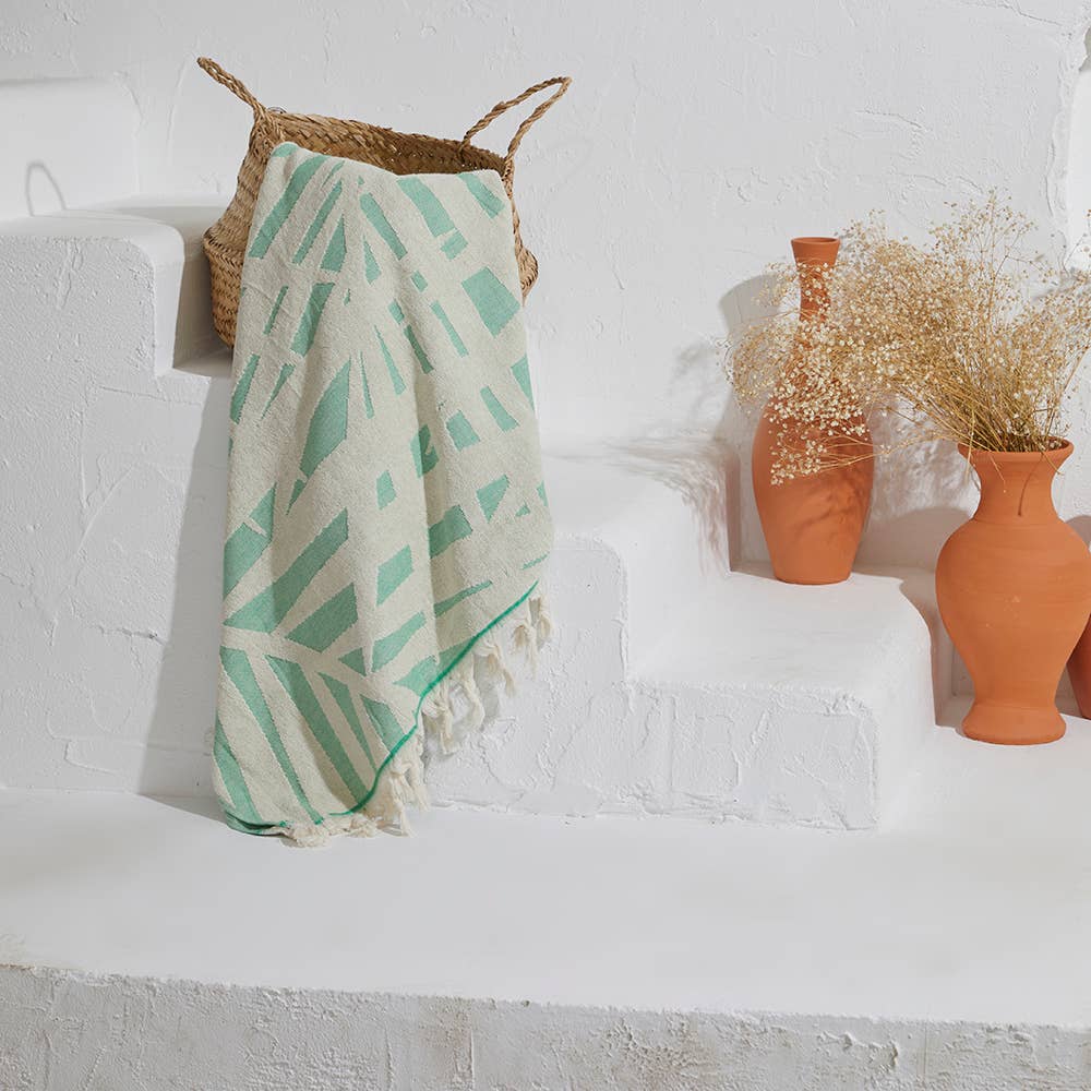 Kikoya - Wholesale Strandlaken - Palm Leaf Turkse katoenen bad- en strandhanddoeken met badstof, meer & zwembad2