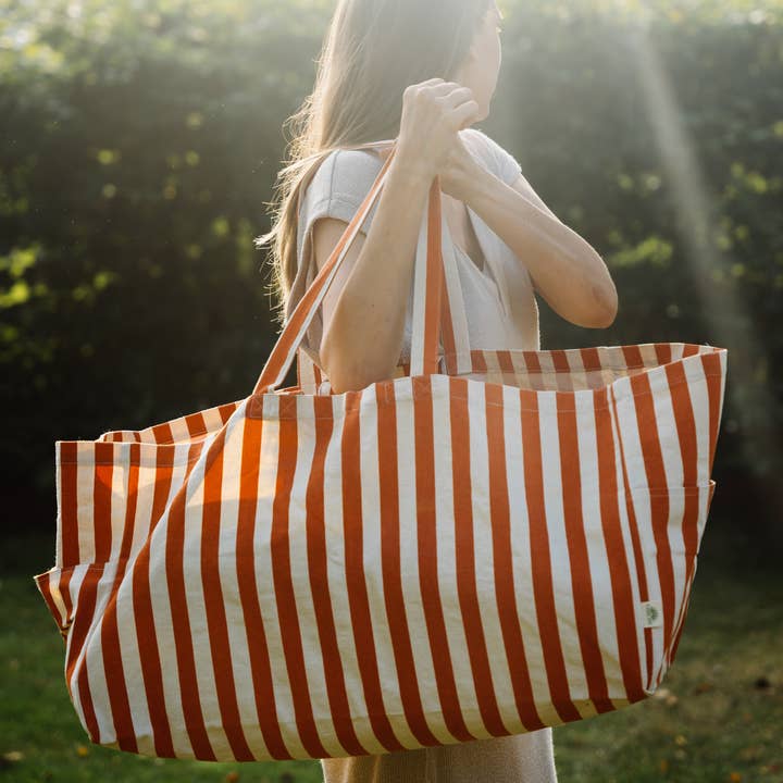 OMOM - Wholesale Tote Bag - Women's - Large Striped Tote Bag - Multi-Color