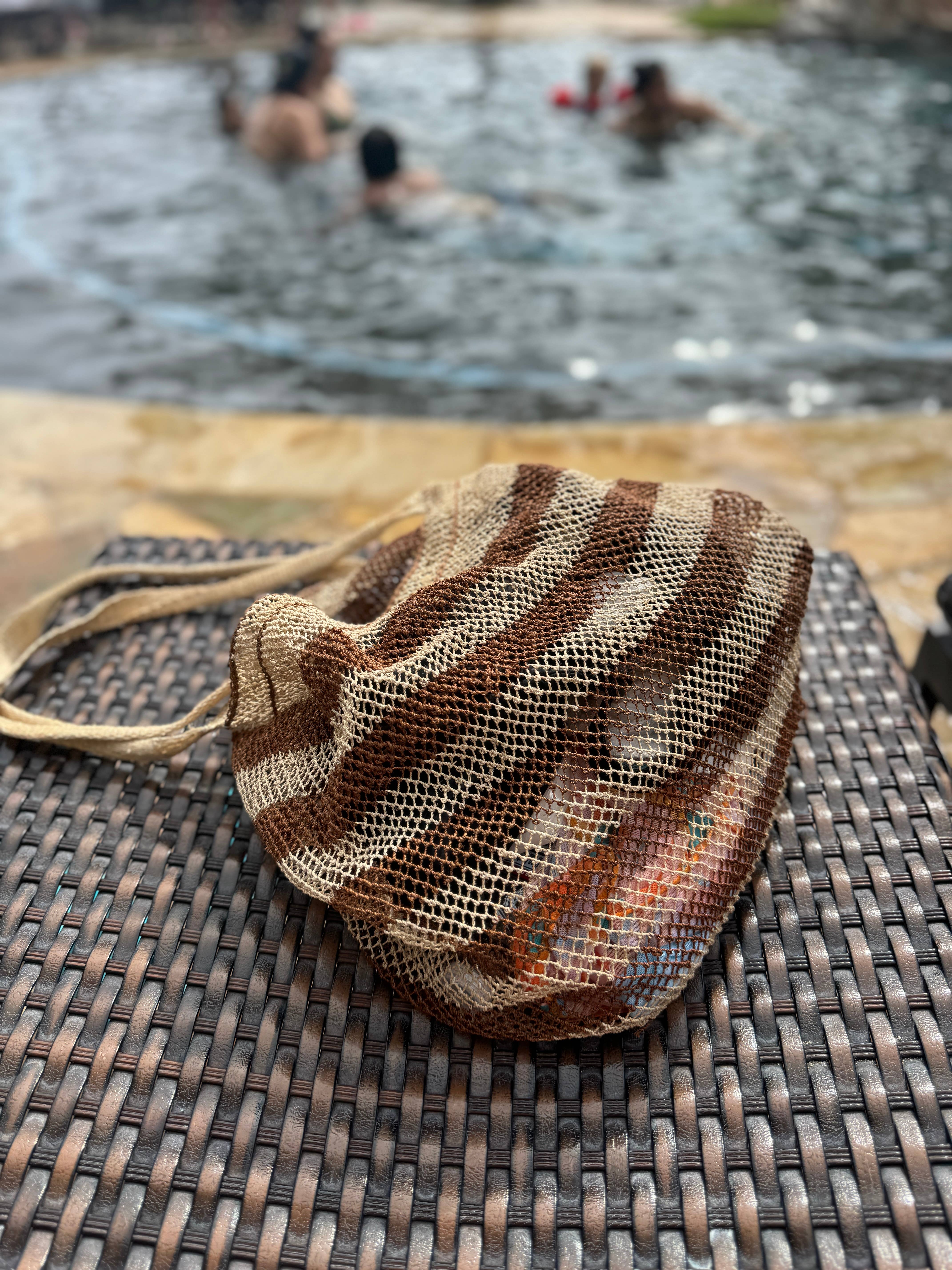 A Million Elephants - Wholesale Tote Bag - Women's - Natural Vine Tote Bag- Stripe - Brown5