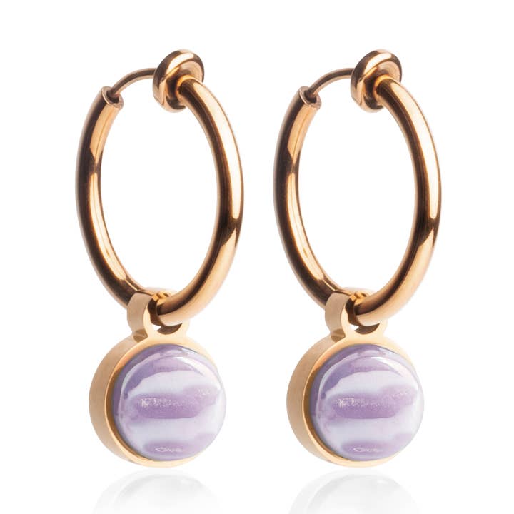 Mix & Match earclips with pendant • rosé/lavender • 18 mm for wholesale by ALEXASCHA