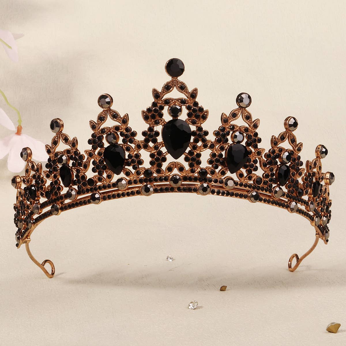 Tourtiwi - Wholesale Tiara - Women's - Obsidian Tiara Rhinestone Alloy Headdress Black Crown1