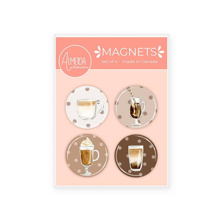 Almeida Illustrations - Wholesale Magnet - Coffee Lover Magnet Set4
