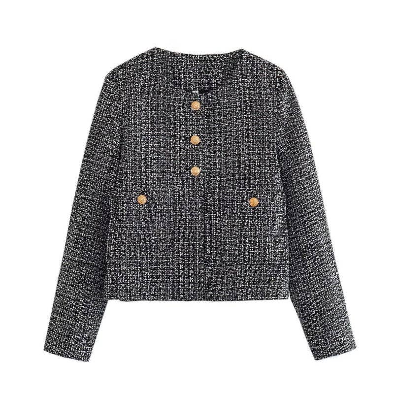AZSHOP Trading LLC - Wholesale Jacket - Women's - Button-Up Tweed Jacket with Pockets1
