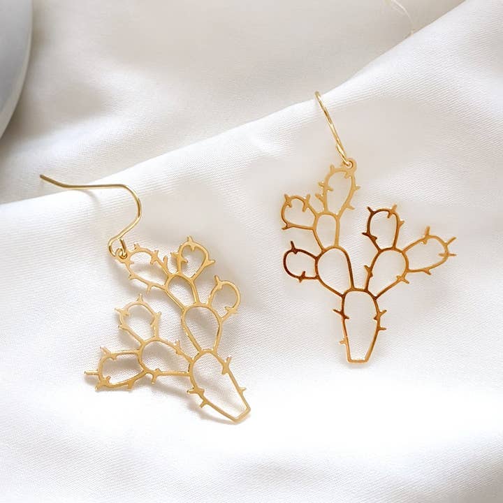 Pendientes colgantes de cactus oro/plata para venta al por mayor de Shany Design Studio