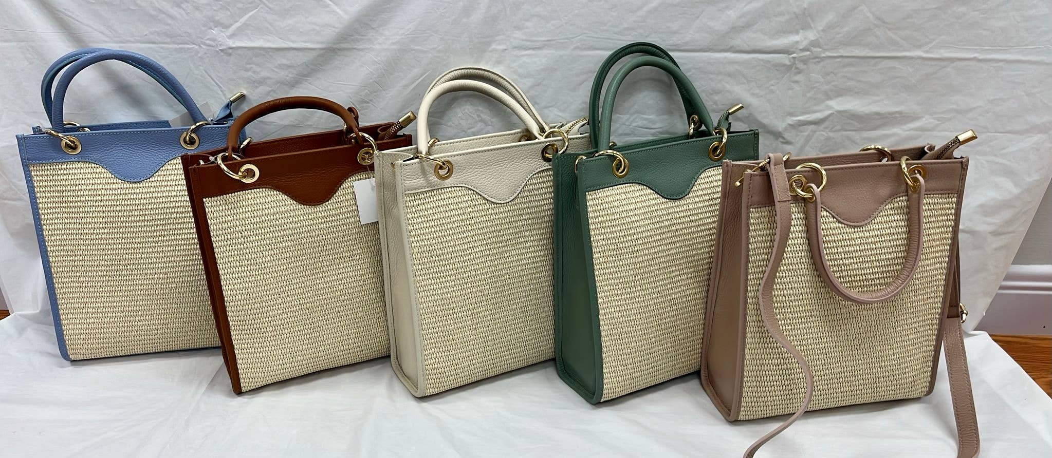 JIJOU CAPRI - Wholesale Top Handle Bag - Women's - OF602 Italian Raffia & Leather Bag JIJOU CAPRI