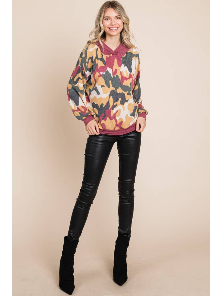 Emerald Collection - Wholesale Hoodie - Dames - ETK-8171 Army Camo hoodie met Franse badstof