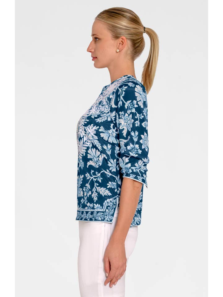 Gretchen Scott LLC - Wholesale Tunic - Women's - Silky Embroidered Tunic - Stunning Stippling