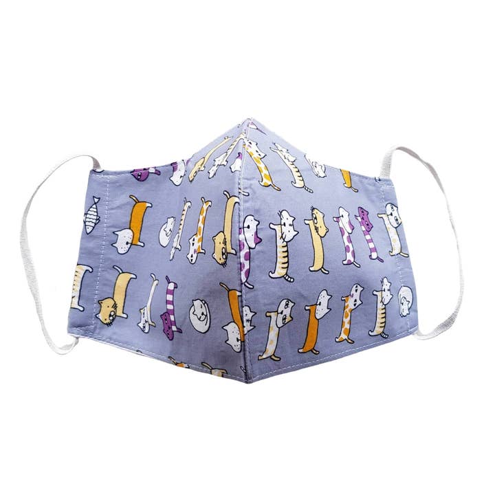 Cat Face Mask with Filter Pocket - 100% Cotton for wholesale by Lumily