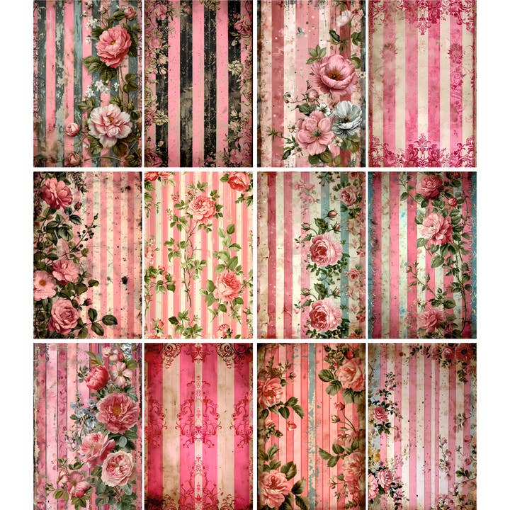 Valentine Stripes Rice Papers, 8 x 10.5 inch (A4) for wholesale by Craft Kreatively