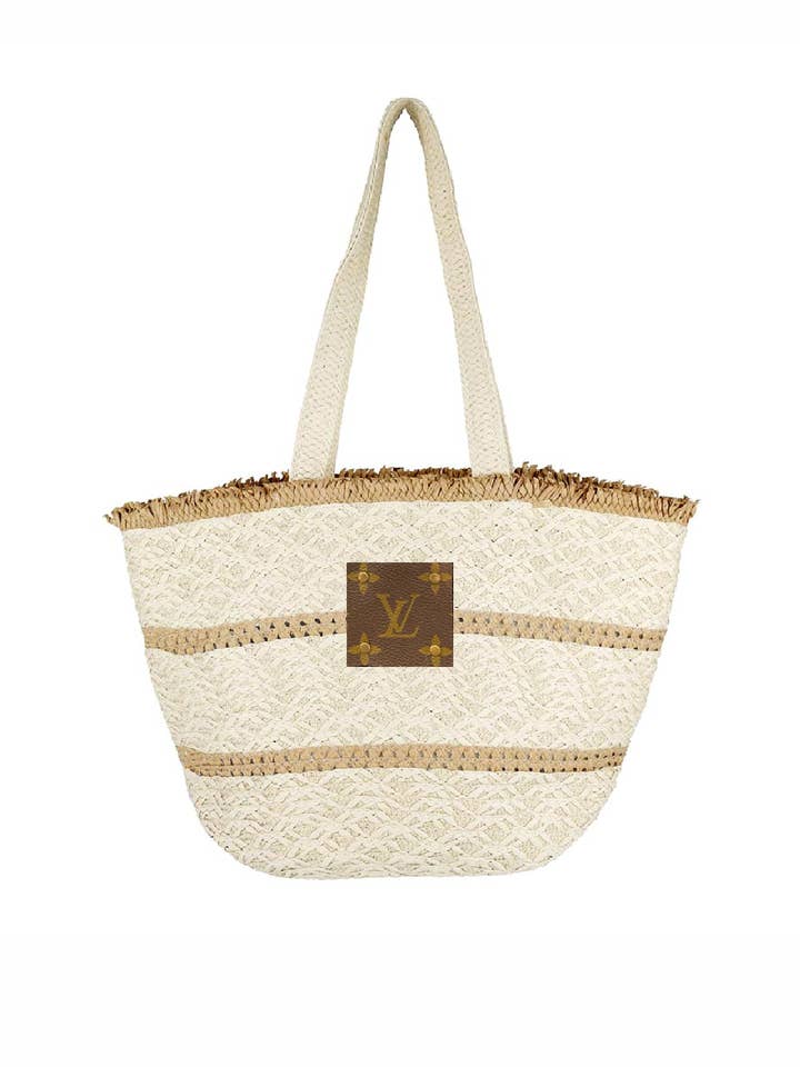 Upcycled Fringe Straw Tote Bag for wholesale by Embellish Your Life