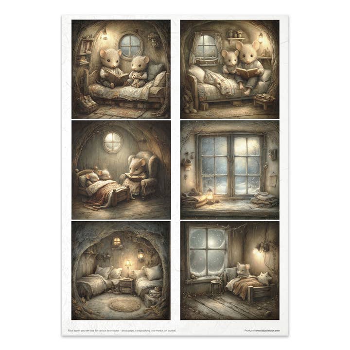 RP095 - RicePaperSet -11pcs xA4/8.27x11.7in - Mouse World for wholesale by ITD Collection