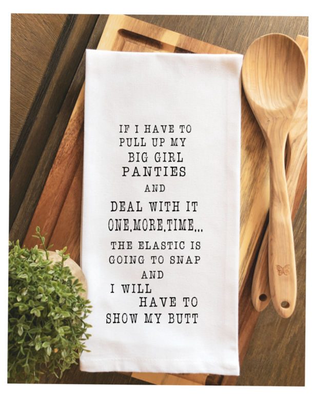 Pretty Clever Words - Wholesale Tea Towel - Big Girl Panties - Humorous Bar Kitchen Tea Towel LG3