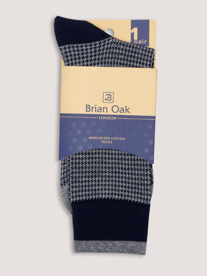 Brian Oak Limited - Venta al por mayor Calcetines - Hombre - Calcetines de algodón con patrón de pata de gallo gris