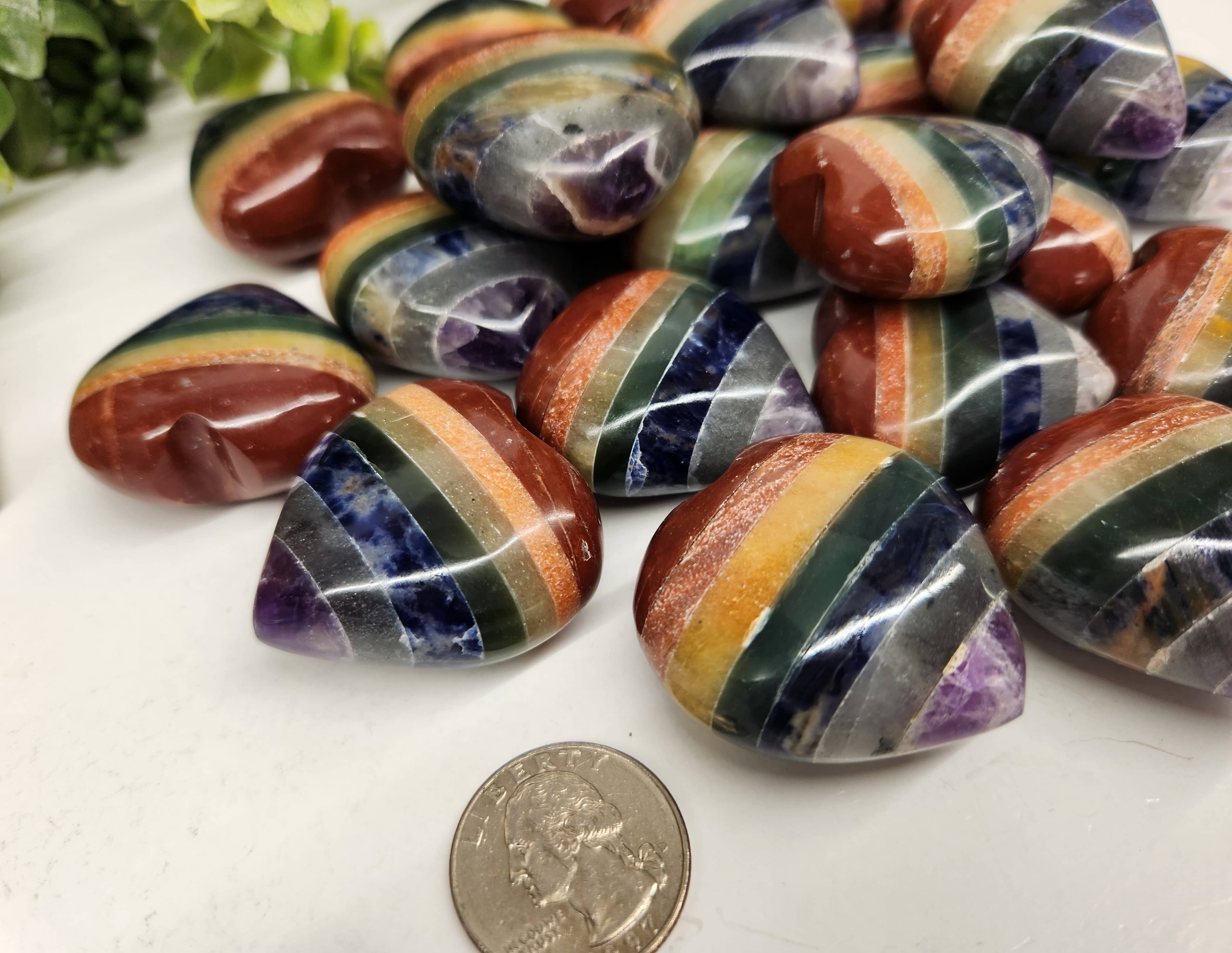 Meraki Gemstones - Wholesale Spiritual Stone/Crystal - Seven Chakra Hearts Bonded- 0.5 KG/1.1 lbs (40x40x20mm)2