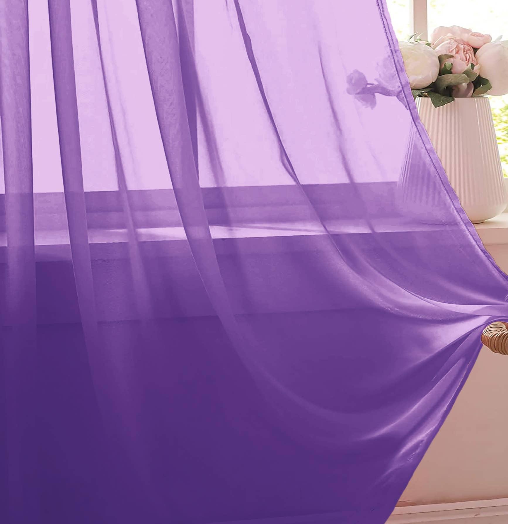 home mart goods - Wholesale Curtain - 84" Long, 2 Panels - Sheer Window Rod Pocket Curtain Set20